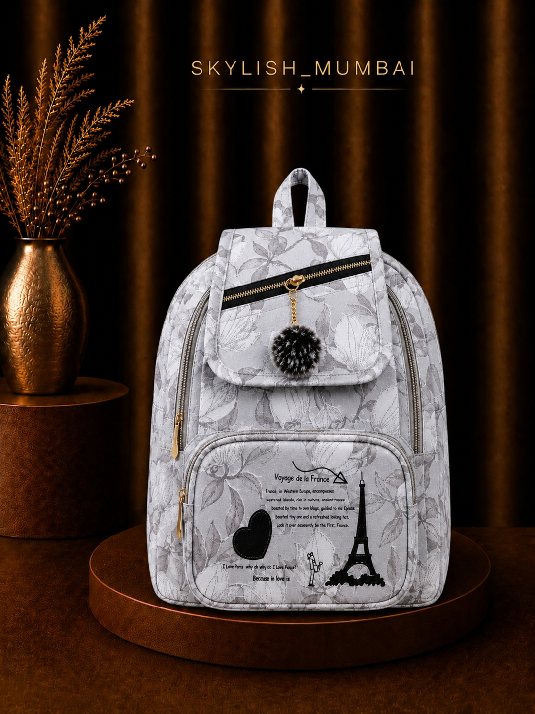 SKYLISH- Paris Vibes Floral Backpack