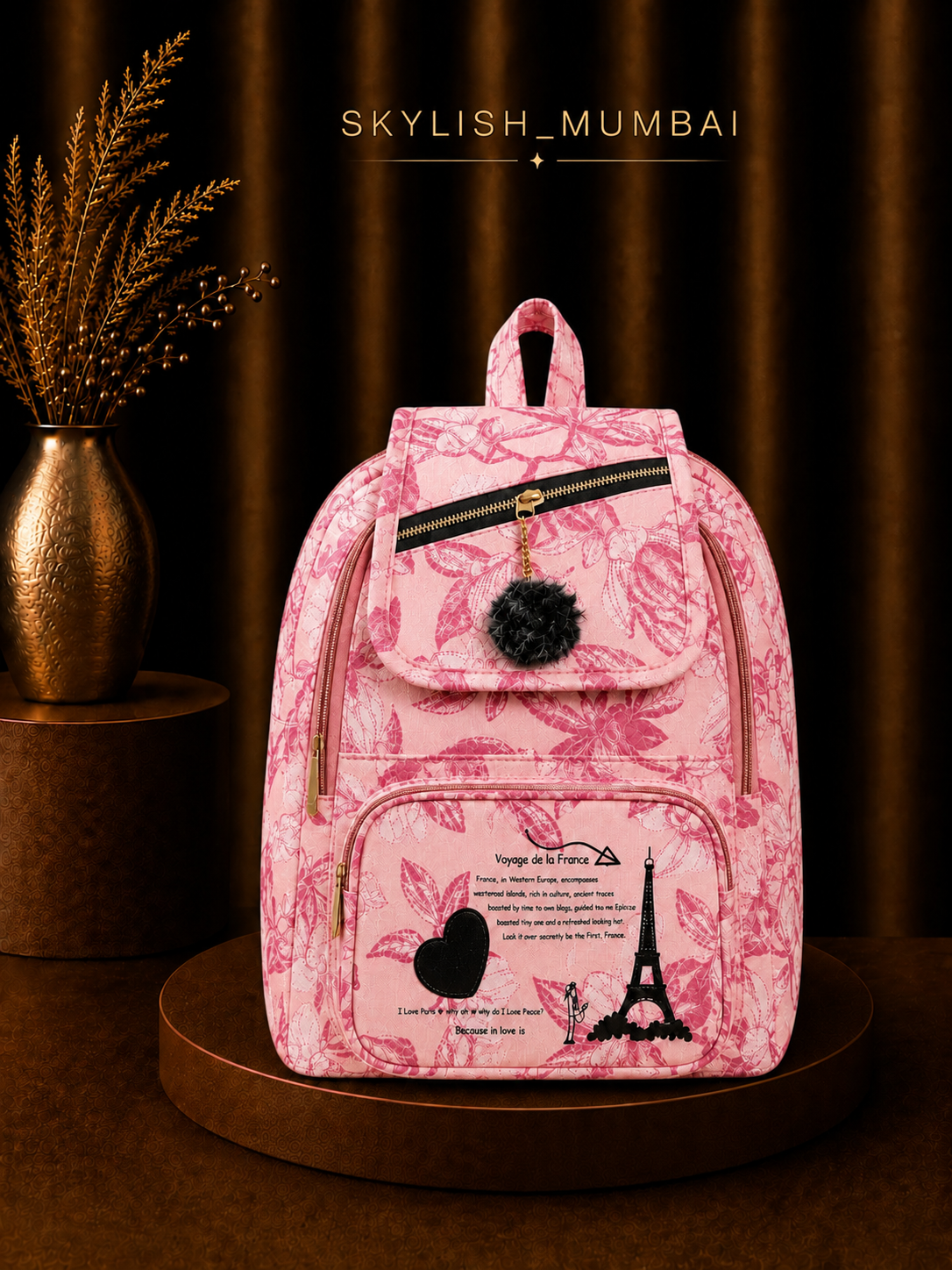 SKYLISH- Paris Vibes Floral Backpack
