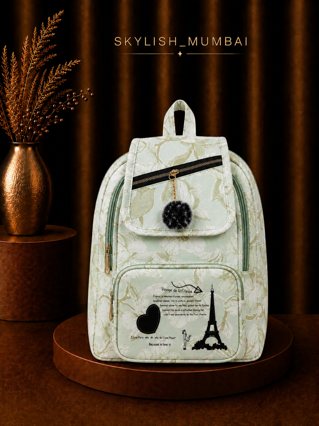 SKYLISH- Paris Vibes Floral Backpack